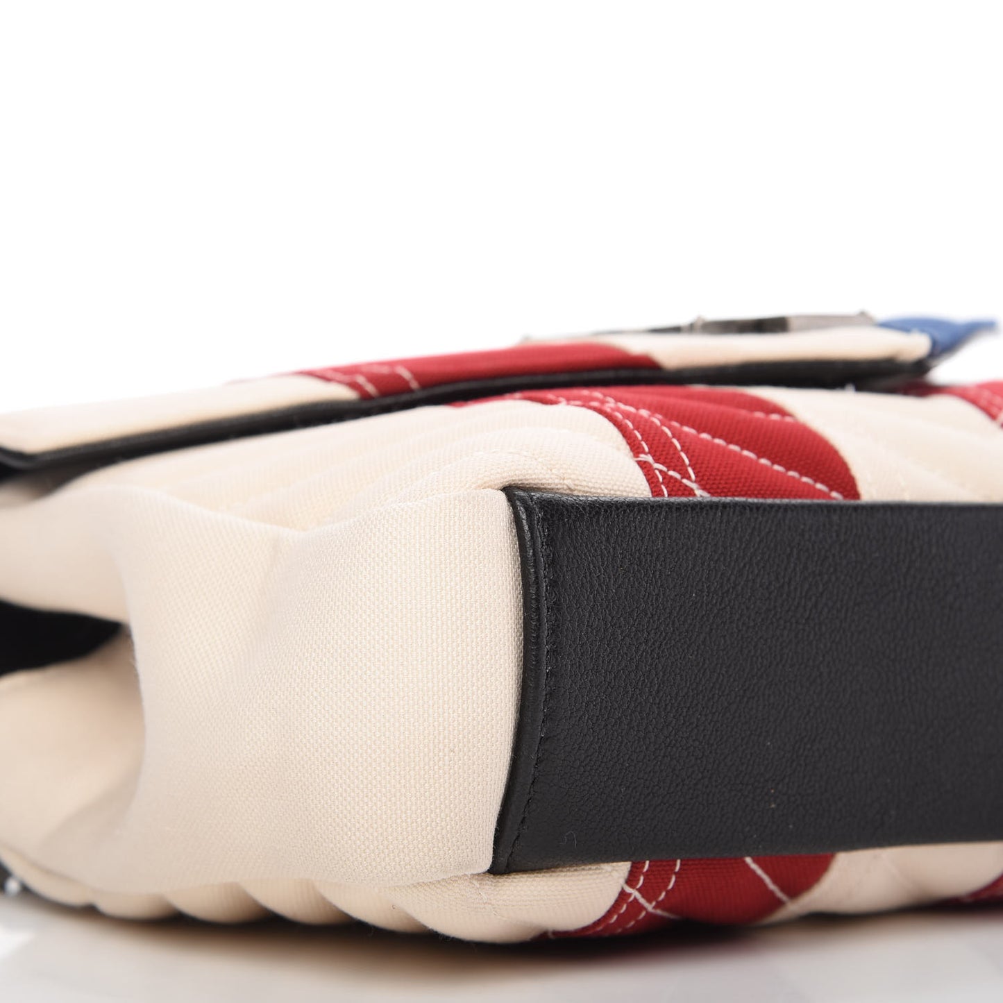 Canvas Matelasse Chevron American Flag Monogram Medium College Bag Red Blue
