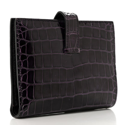 Hermes Shiny Alligator Bearn Compact Wallet Aubergine 3 of 8