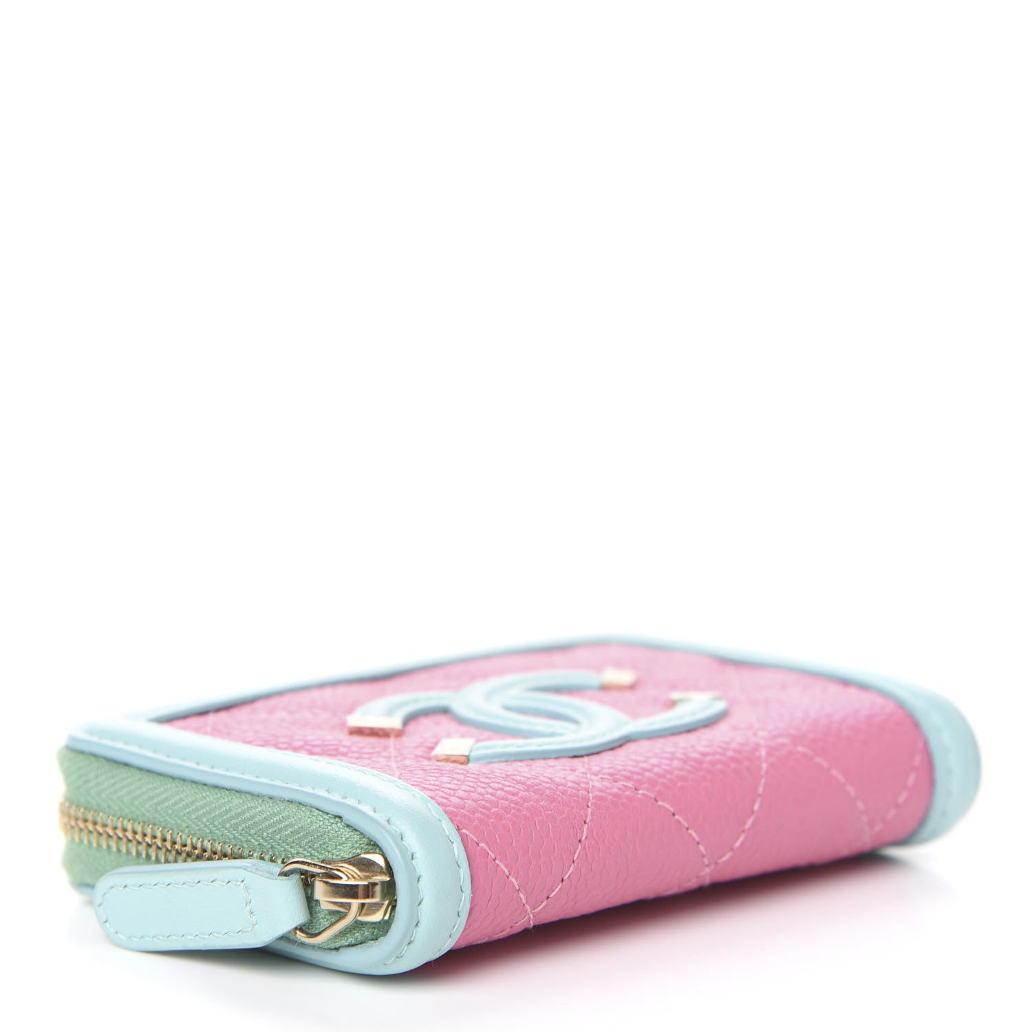 Chanel Caviar Quilted Filigree Coin Purse Pink Green Blue 3 of 6