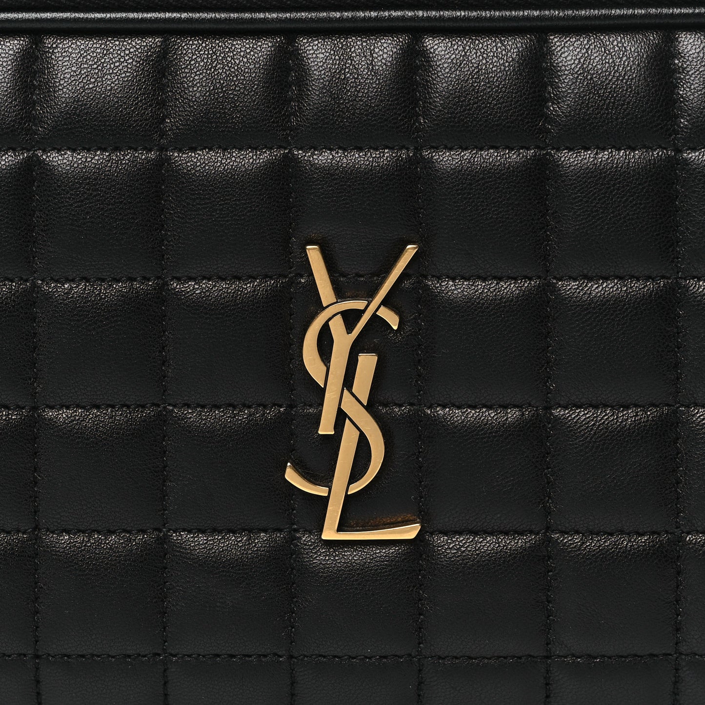 Lambskin Carre Quilted Cassandre Mini Camera Bag Black