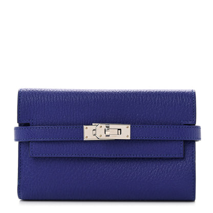 Hermes Chevre Mysore Medium Kelly Wallet Bleu Electrique 1 of 8