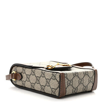 Gucci GG Supreme Monogram Mini Horsebit 1955 Crossbody Bag Beige Brown Sugar 4 of 10