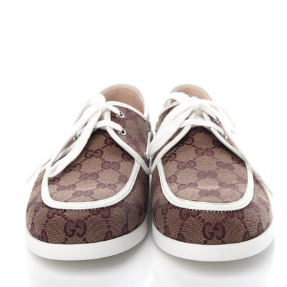 Gucci Monogram Mens Boat Shoes 9 Sahara Rubino White 5 of 11