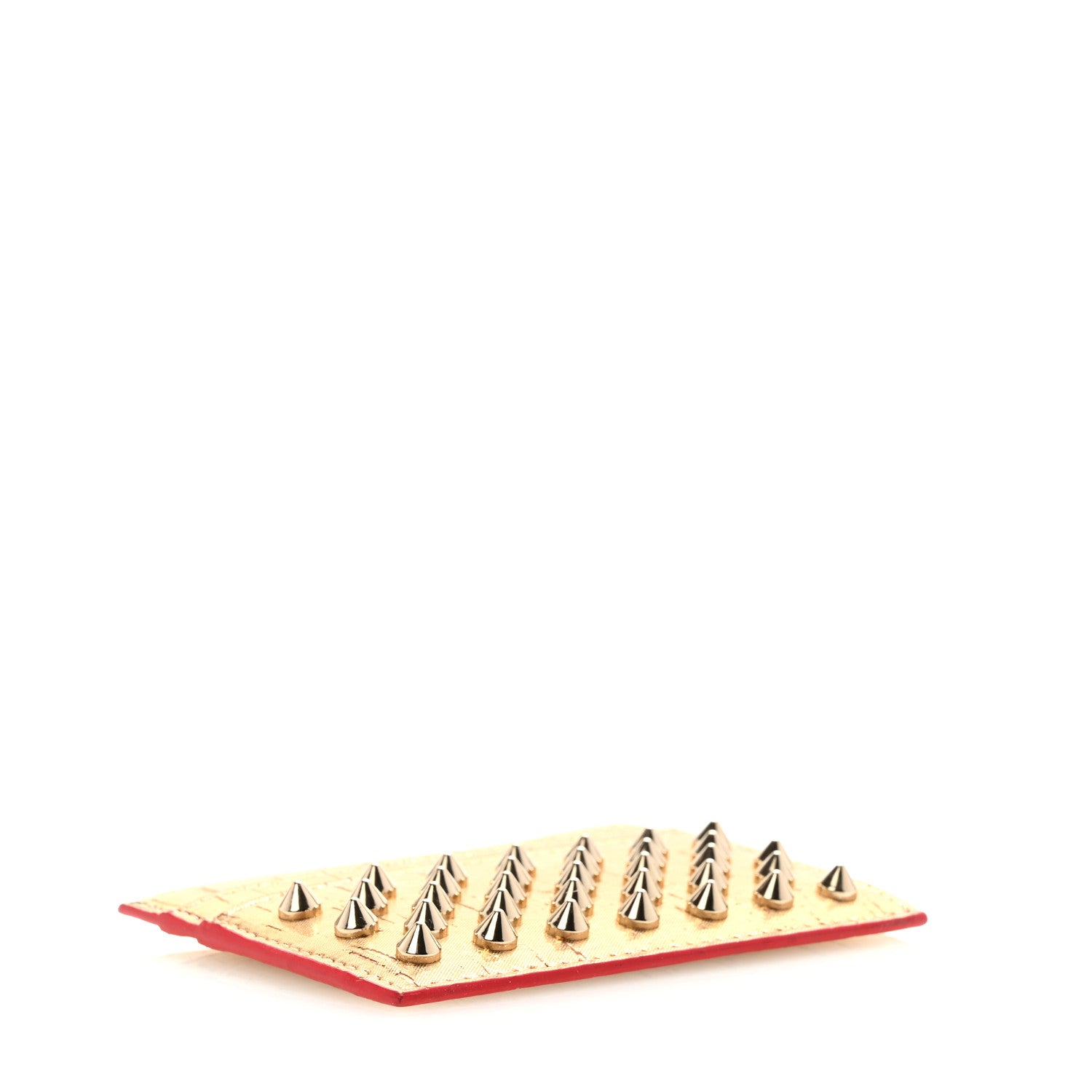Christian Louboutin Metallic Liege Pepite Cork Spikes Kios Card Holder Gold 4 of 6