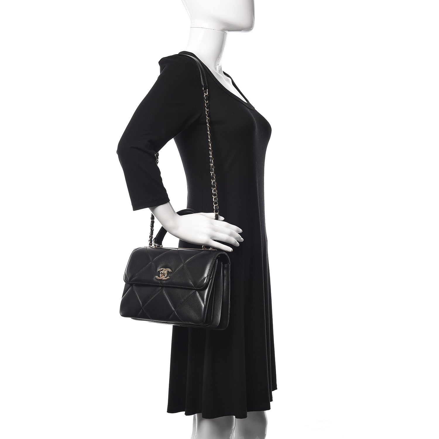 Chanel Lambskin Quilted Small Trendy CC Dual Handle Flap Bag Black 3 of 15