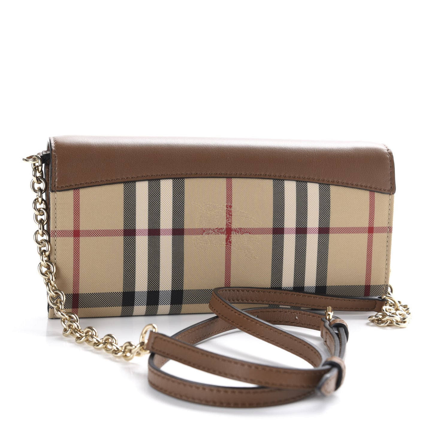 Calfskin Horseferry Check Henley Wallet On Chain Tan