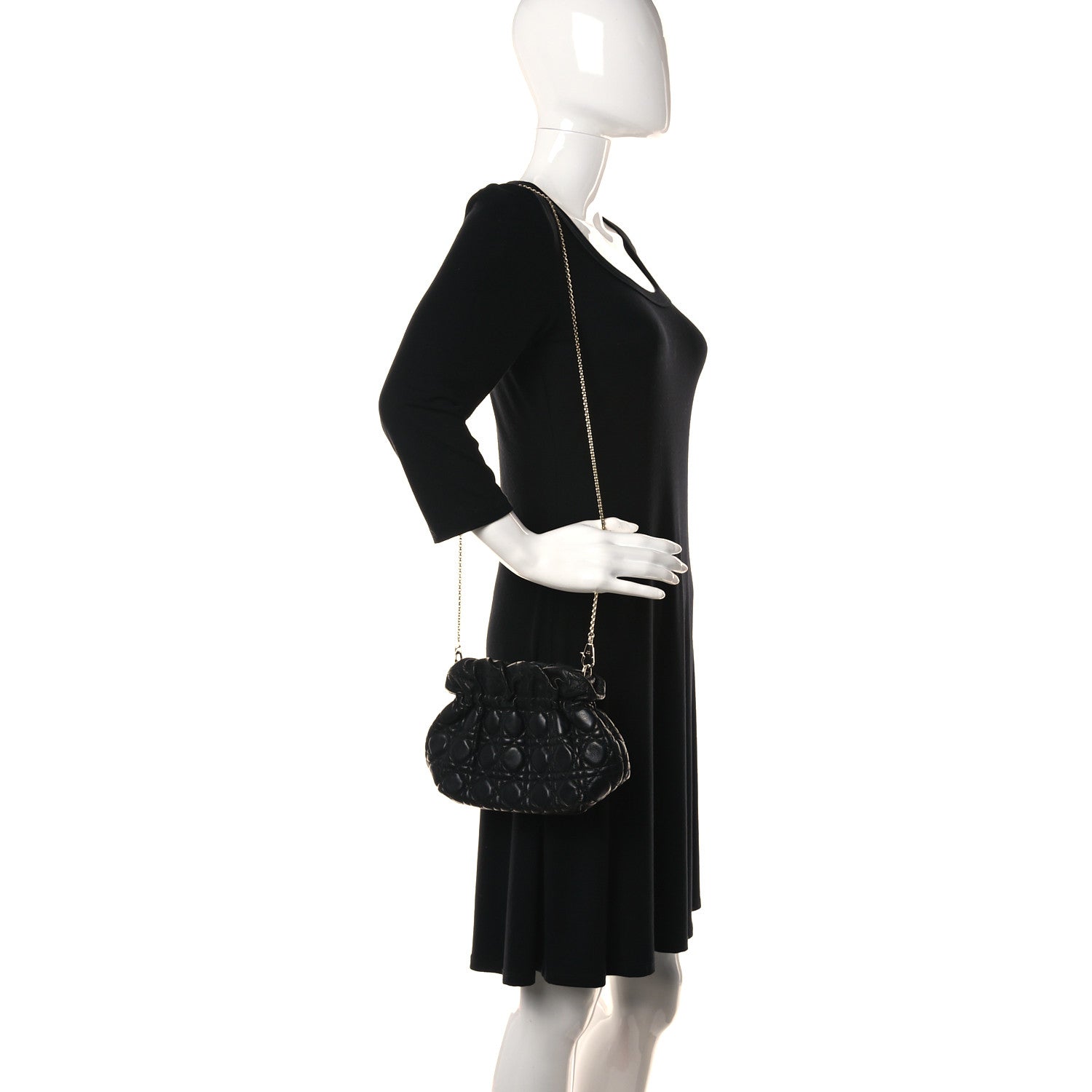 Christian Dior Lambskin Cannage Dior Soft Shoulder Bag Black 2 of 16