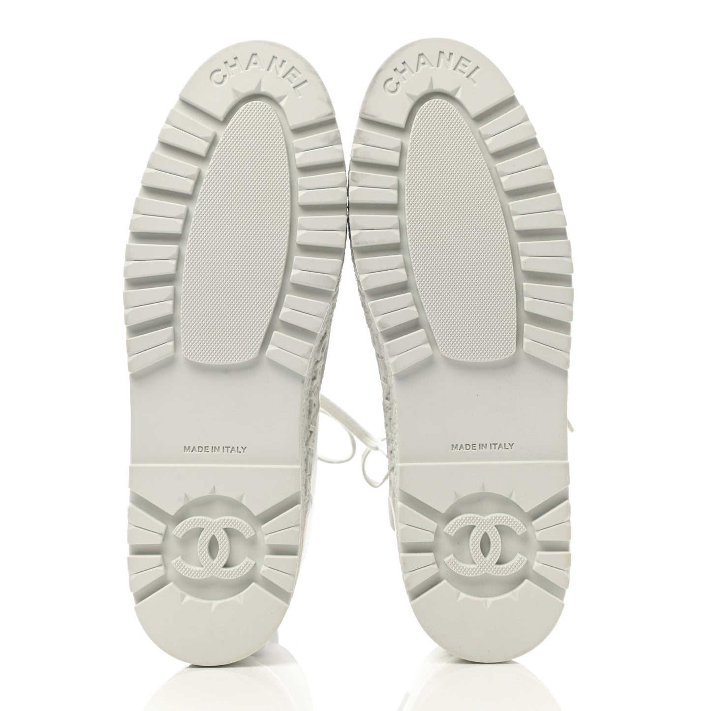 Calfskin CC Turnlock Lace Up Boots 41 White