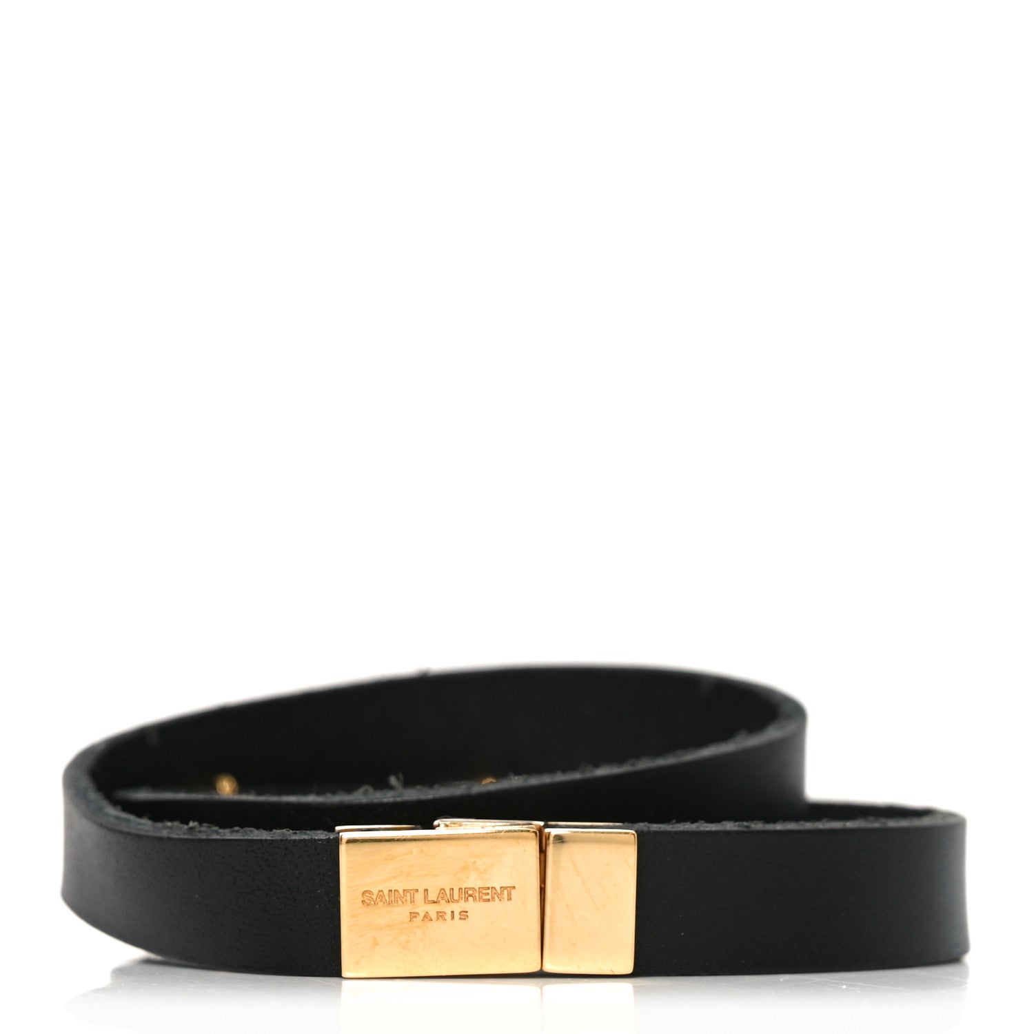 Saint Laurent Calfskin Opyum Double Wrap Bracelet Black 3 of 3