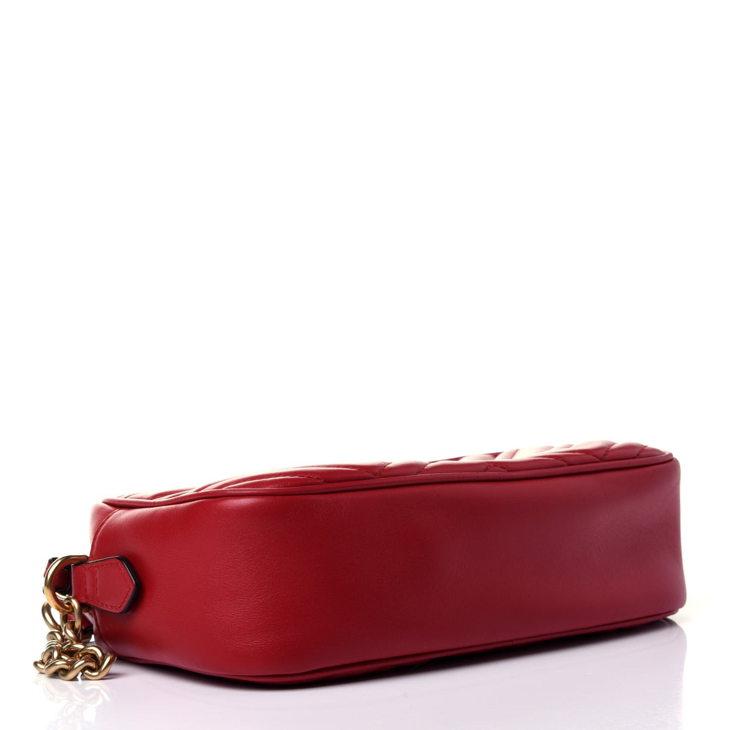 Calfskin Matelasse Small GG Marmont Chain Shoulder Bag Hibiscus Red