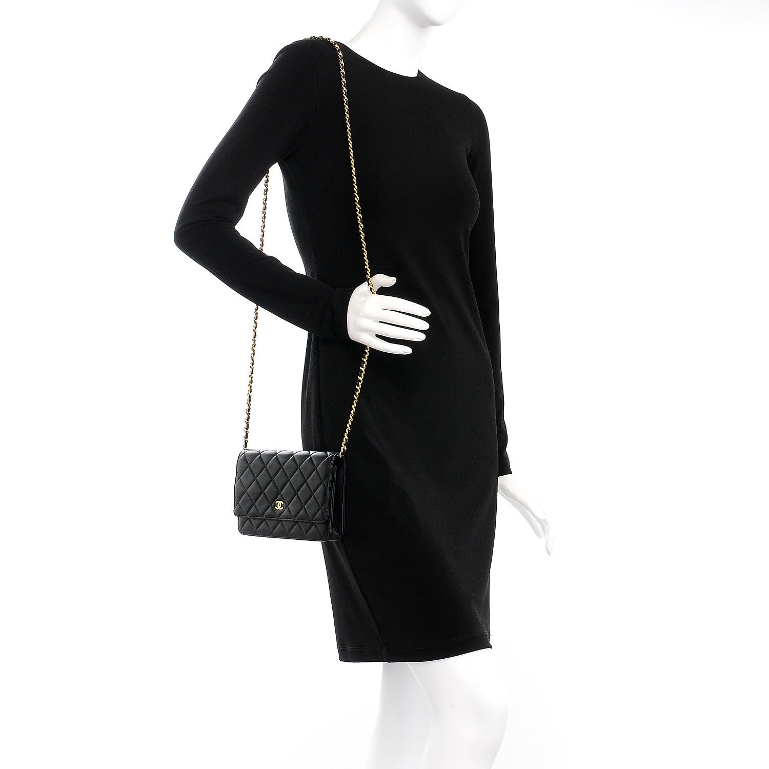 Chanel Lambskin Quilted Wallet On Chain WOC Black 2 of 10