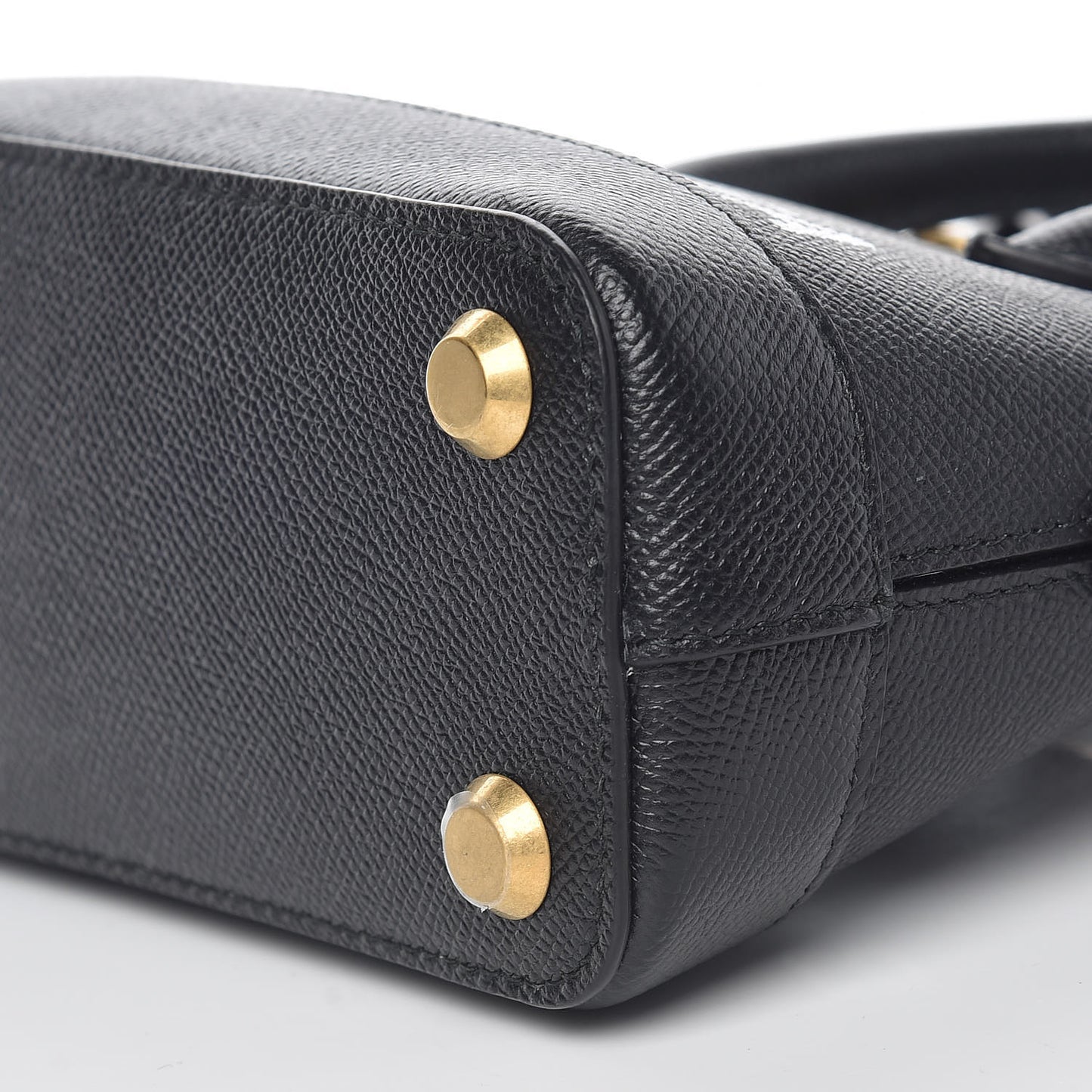 Signature Grained Calfskin XXS Ville Top Handle Bag Black White