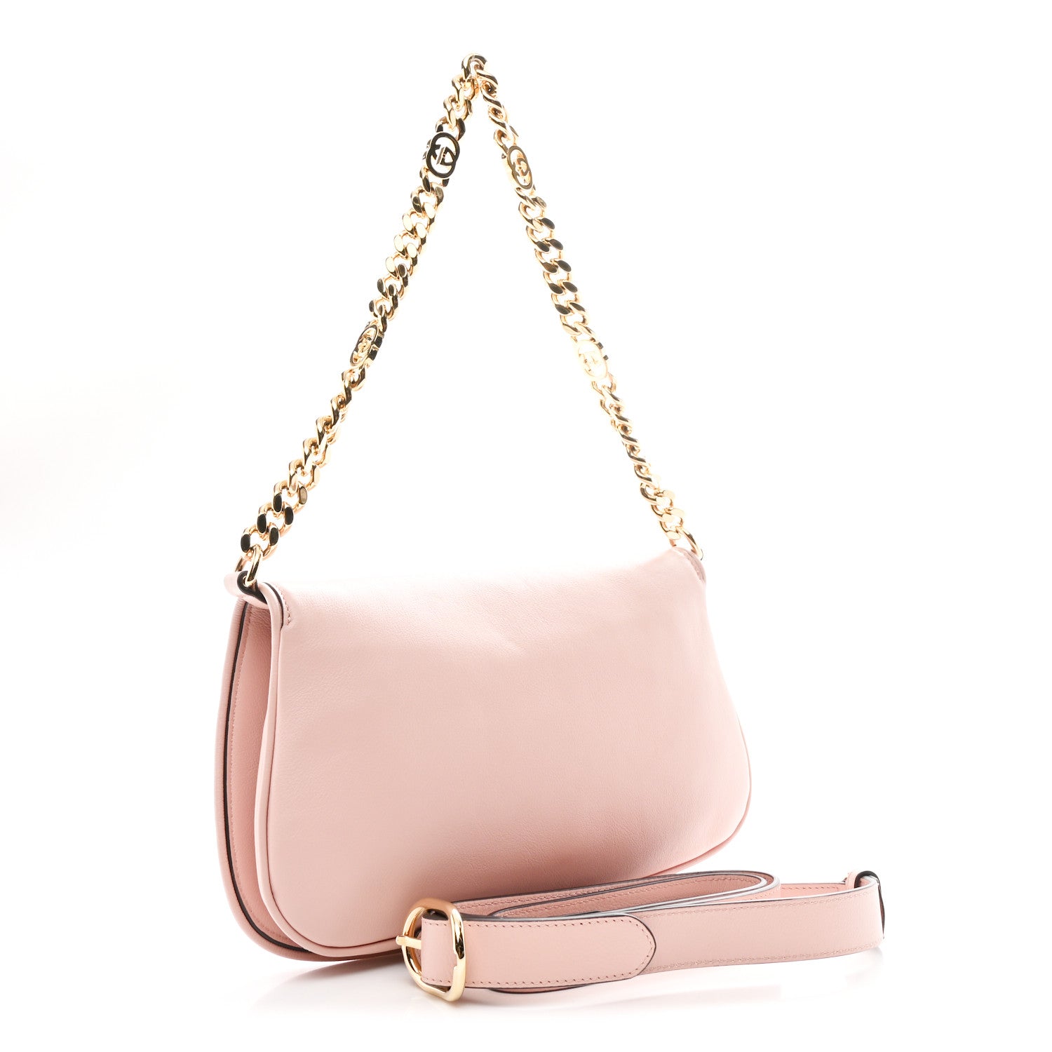 Gucci Roxy Calfskin Blondie Chain Shoulder Flap Bag Powder Pink 3 of 10