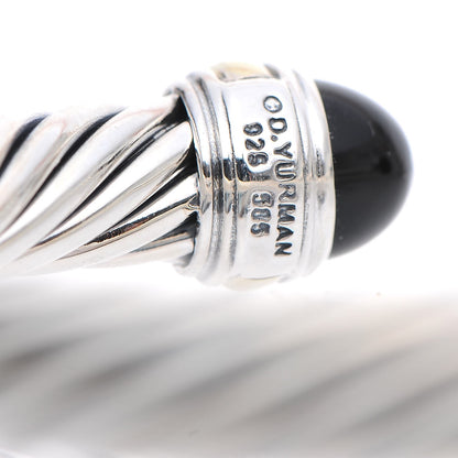 David Yurman Sterling Silver 14K Yellow Gold Black Onyx 7mm Cable Classics Bracelet 4 of 5