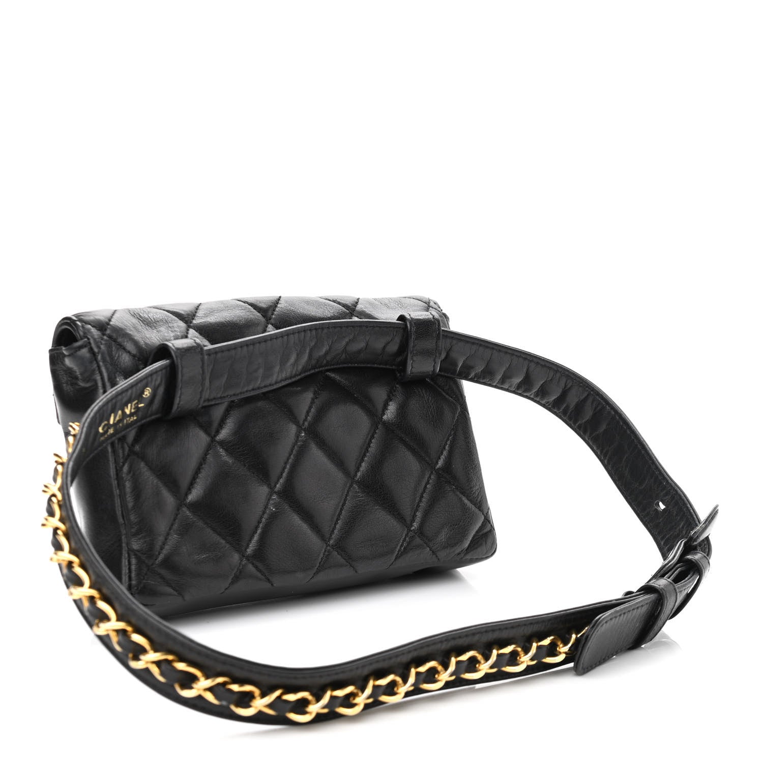 Chanel Lambskin Quilted Flap Waist Belt Bag 75 30 Black 3 of 13