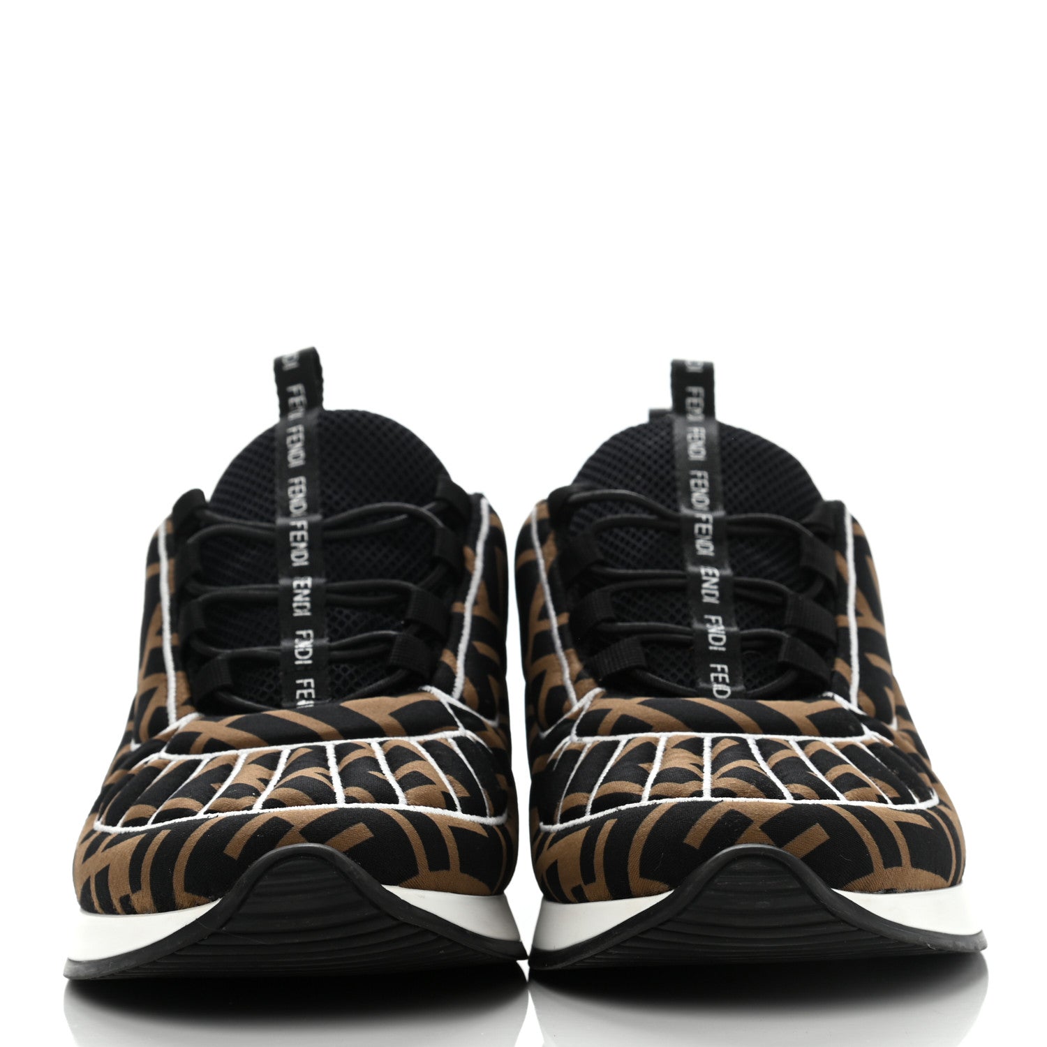 Fendi Stretch Fabric FFreedom Sneakers 36 Tobacco Black White 2 of 9