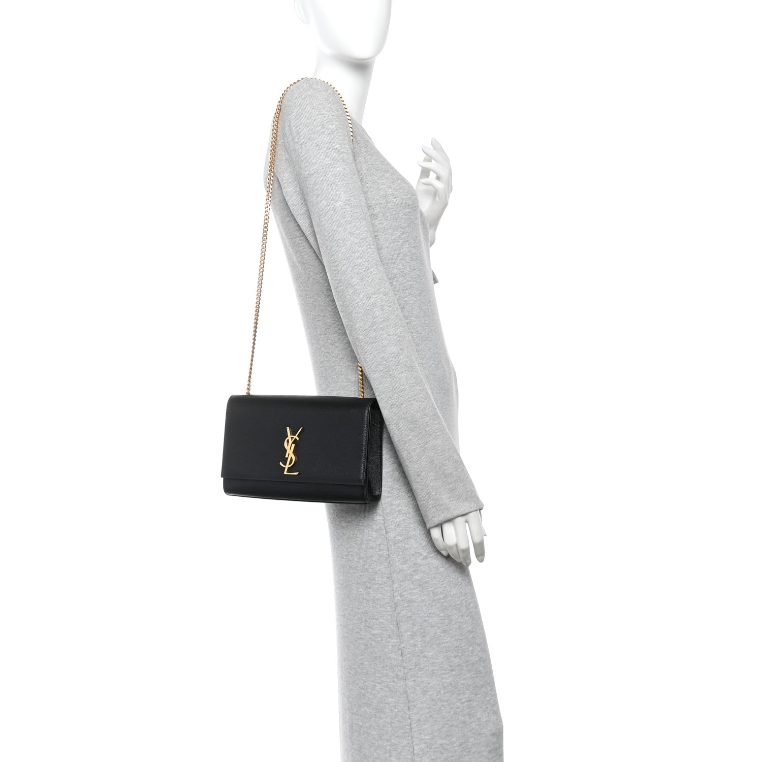 Saint Laurent Grain De Poudre Medium Classic Monogram Kate Satchel Black 2 of 9
