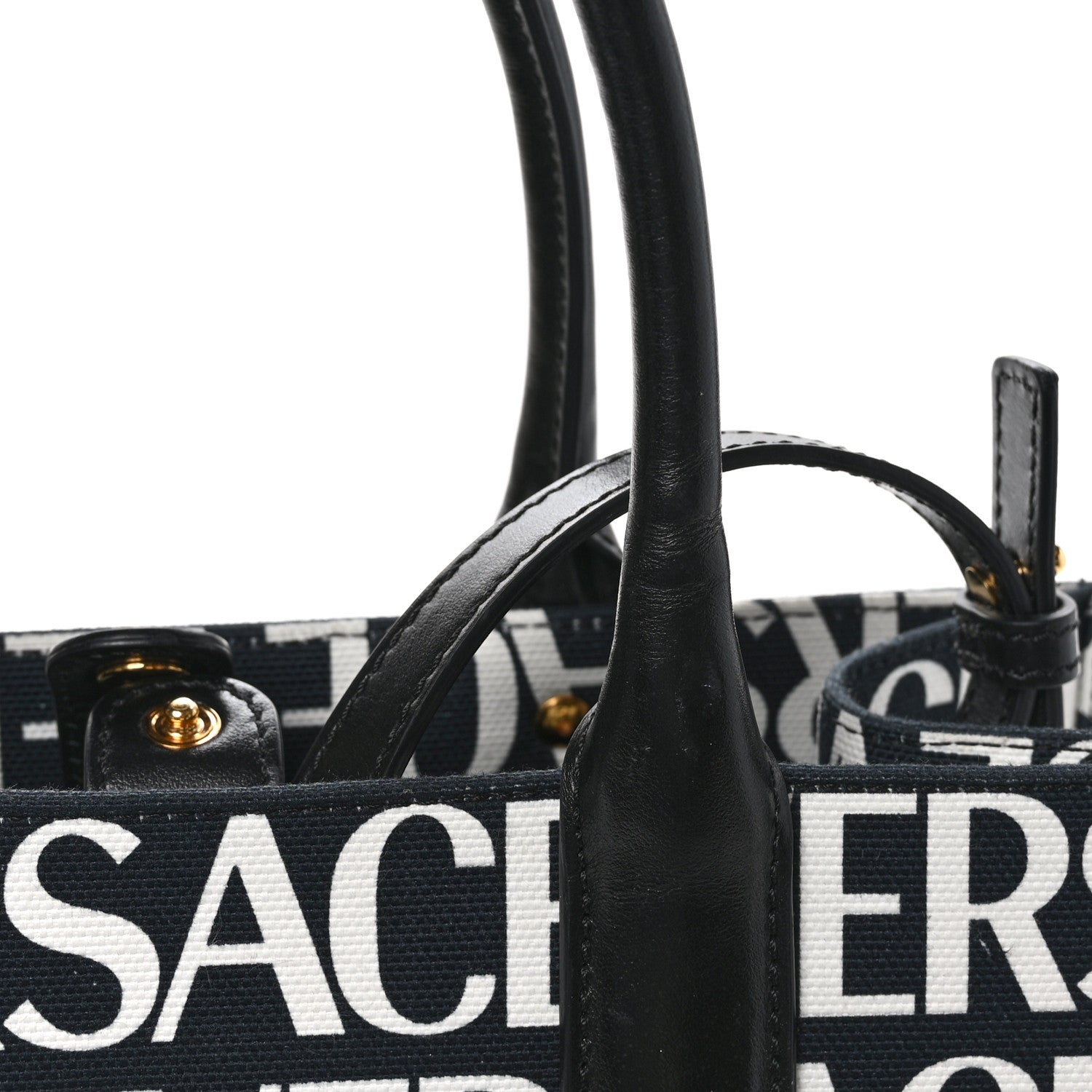 Versace Canvas Calfskin Allover La Medusa Small Tote Black 10 of 10