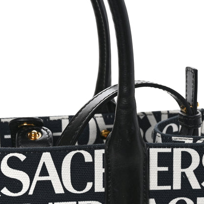 Versace Canvas Calfskin Allover La Medusa Small Tote Black 10 of 10