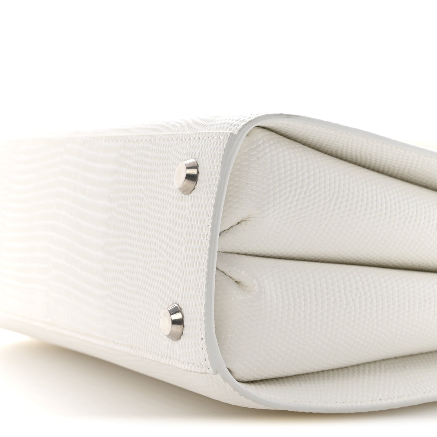 Patent Calfskin Lizard Embossed Medium Ghost Shoulder Bag Optic White