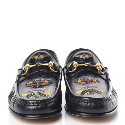 Gucci Goatskin Embroidered Mens 1953 Horsebit Loafers 6 Black 2 of 12