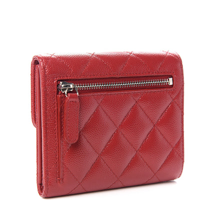 Chanel Caviar Quilted Compact Flap Wallet Red 2 of 7