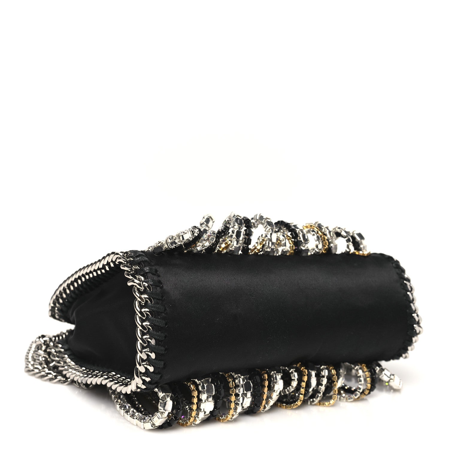 Stella McCartney Eco Satin Tiny Crystal Fringe Falabella Tote Black 4 of 10