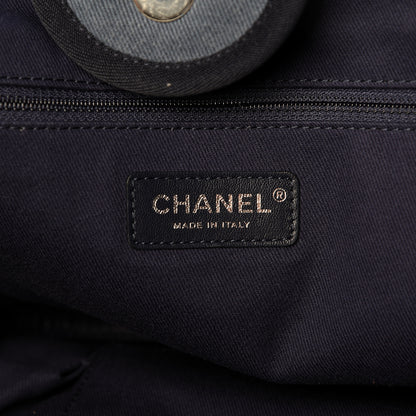 Chanel Canvas Sequin Large Deauville Tote Navy 6 of 10