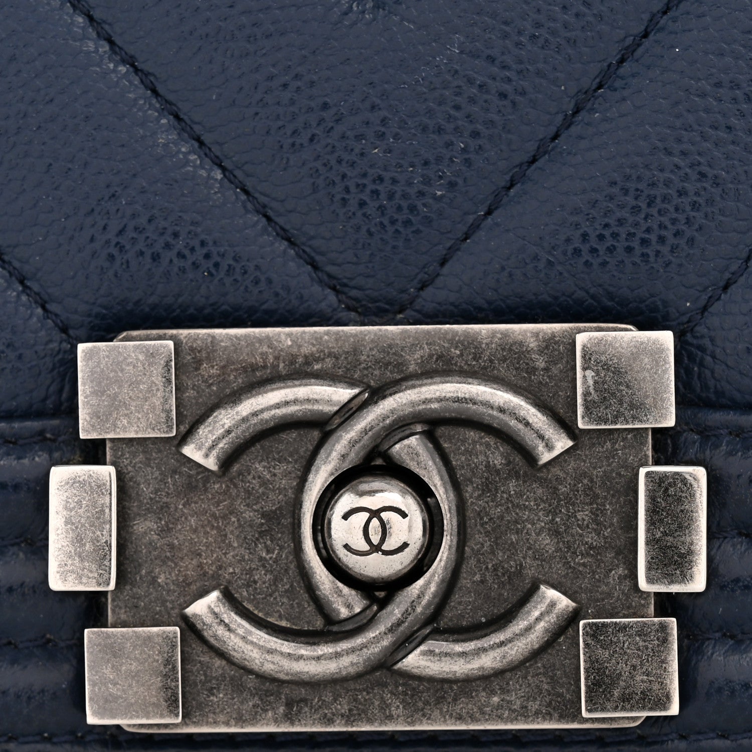 Chanel Caviar Chevron Quilted Medium Boy Flap Navy 11 of 13