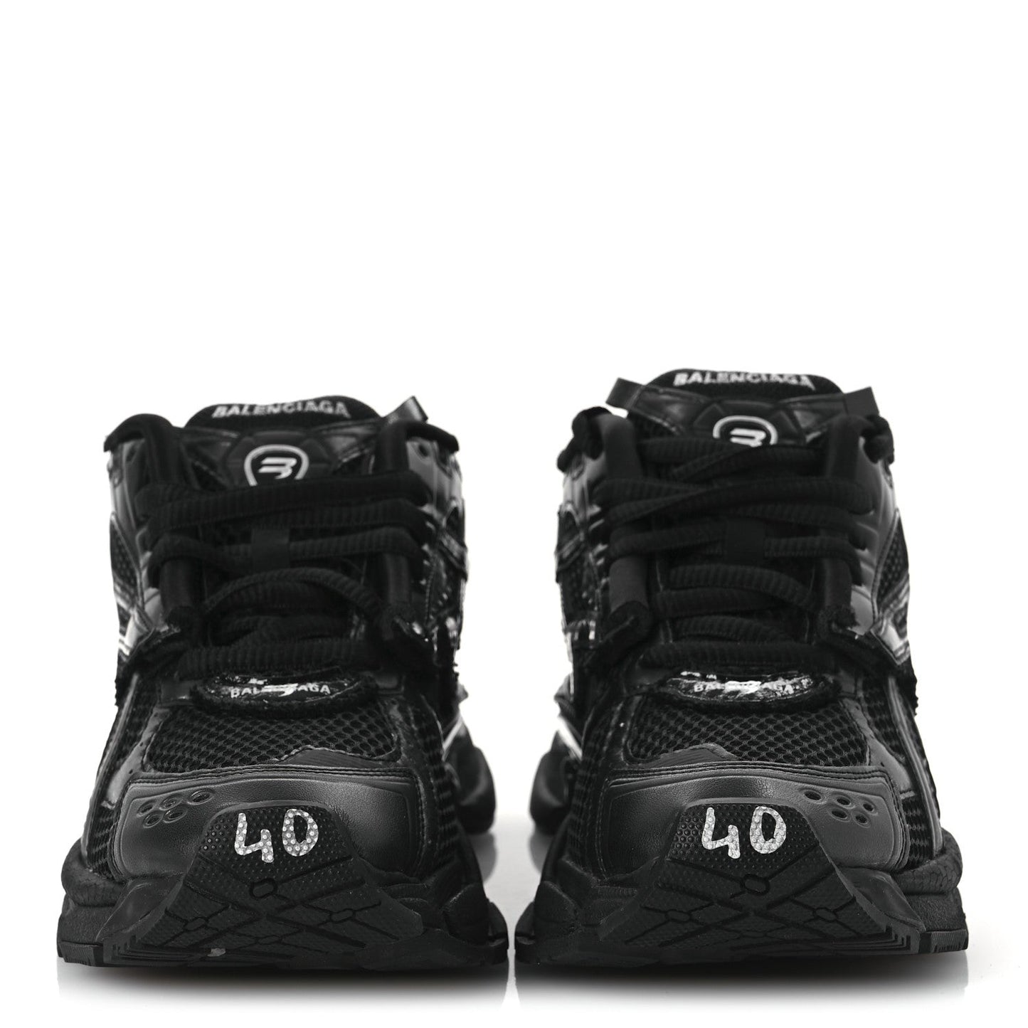 Mesh Rubber Monocolor Womens Runner Sneakers 40 Black