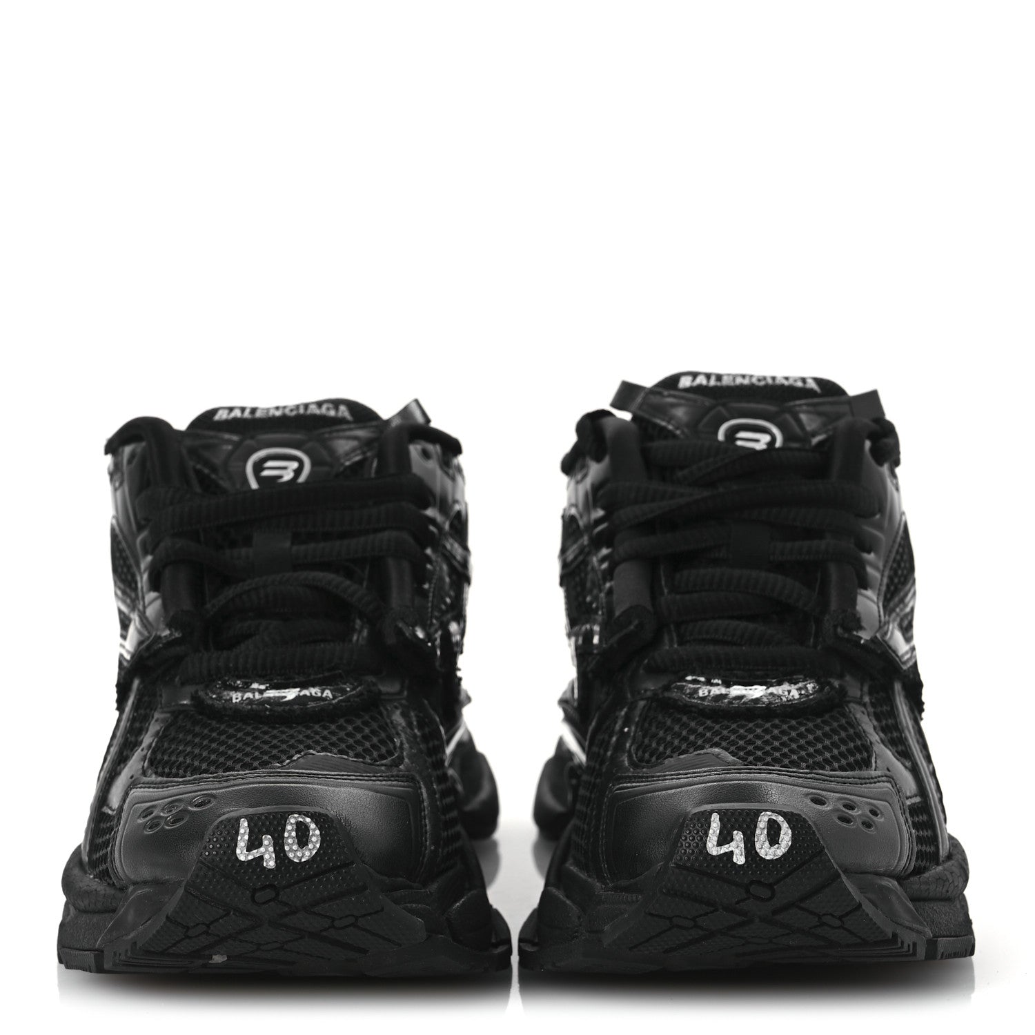 Balenciaga Mesh Rubber Monocolor Womens Runner Sneakers 40 Black 3 of 10