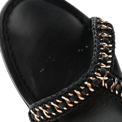 Chanel Lambskin CC Chain Braided Sandals 37.5 Black 9 of 10