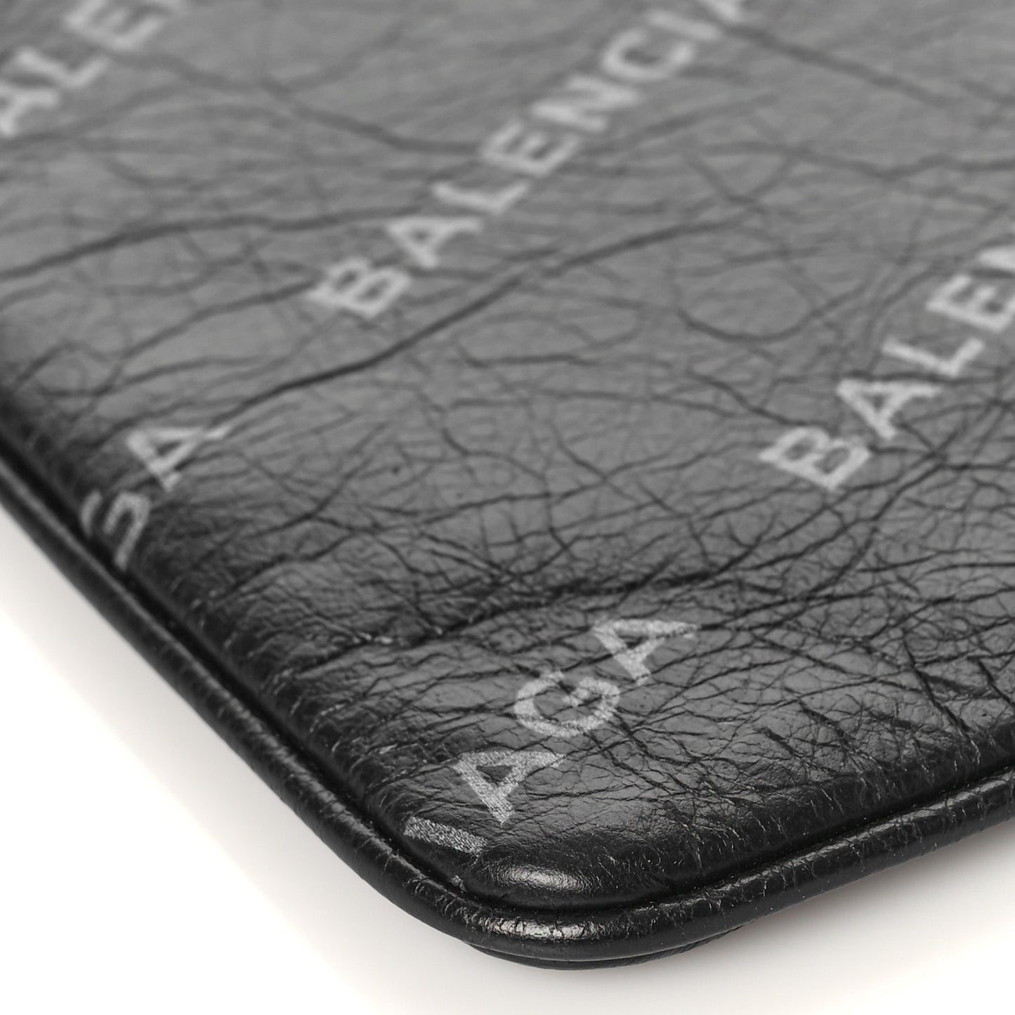 Calfskin Allover Logo Pouch Black