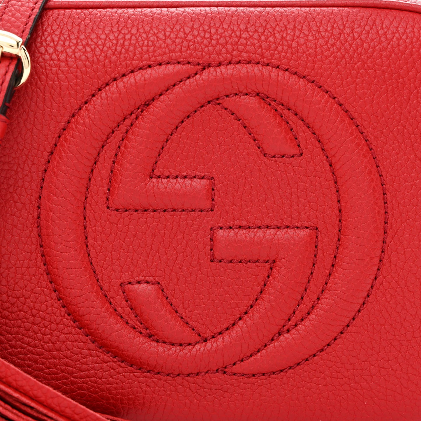 Pebbled Calfskin Small Soho Disco Bag Vibrant Red