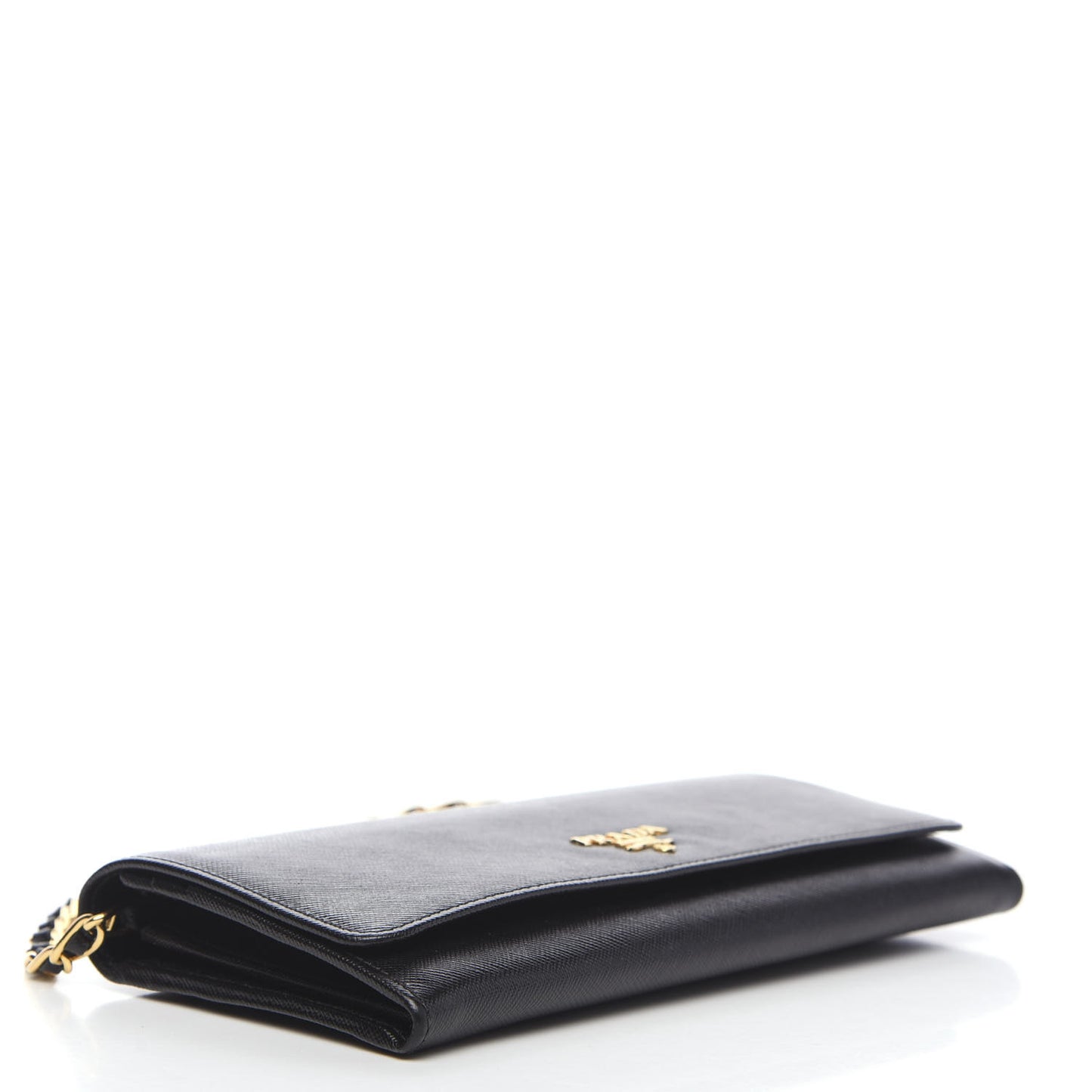 Saffiano Metal Oro Chain Wallet Black
