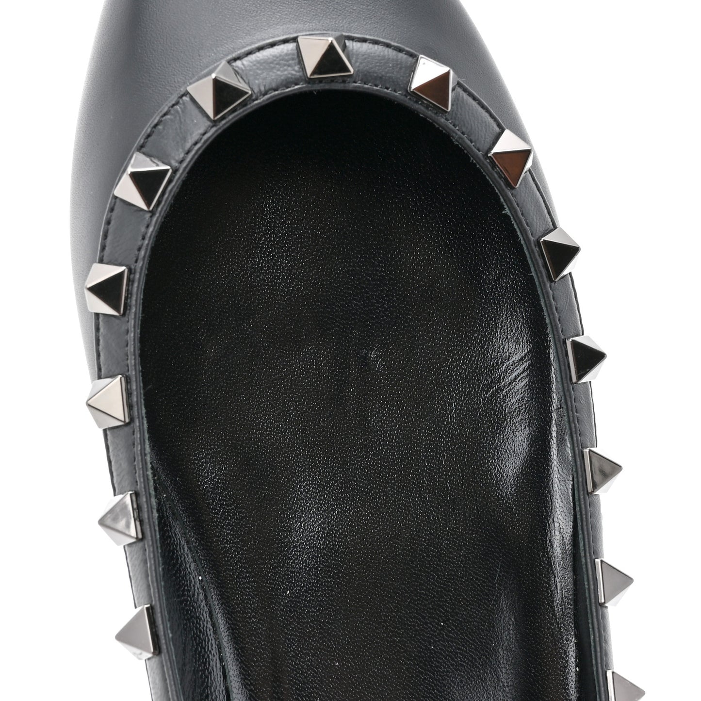 Calfskin Lacquered Monochrome Rockstud Ballerina Flats 39 Black