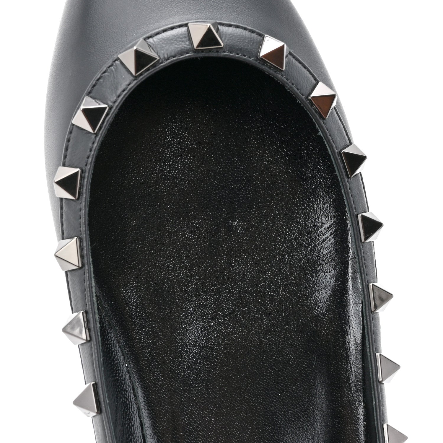 Valentino Garavani Calfskin Lacquered Monochrome Rockstud Ballerina Flats 39 Black 11 of 11