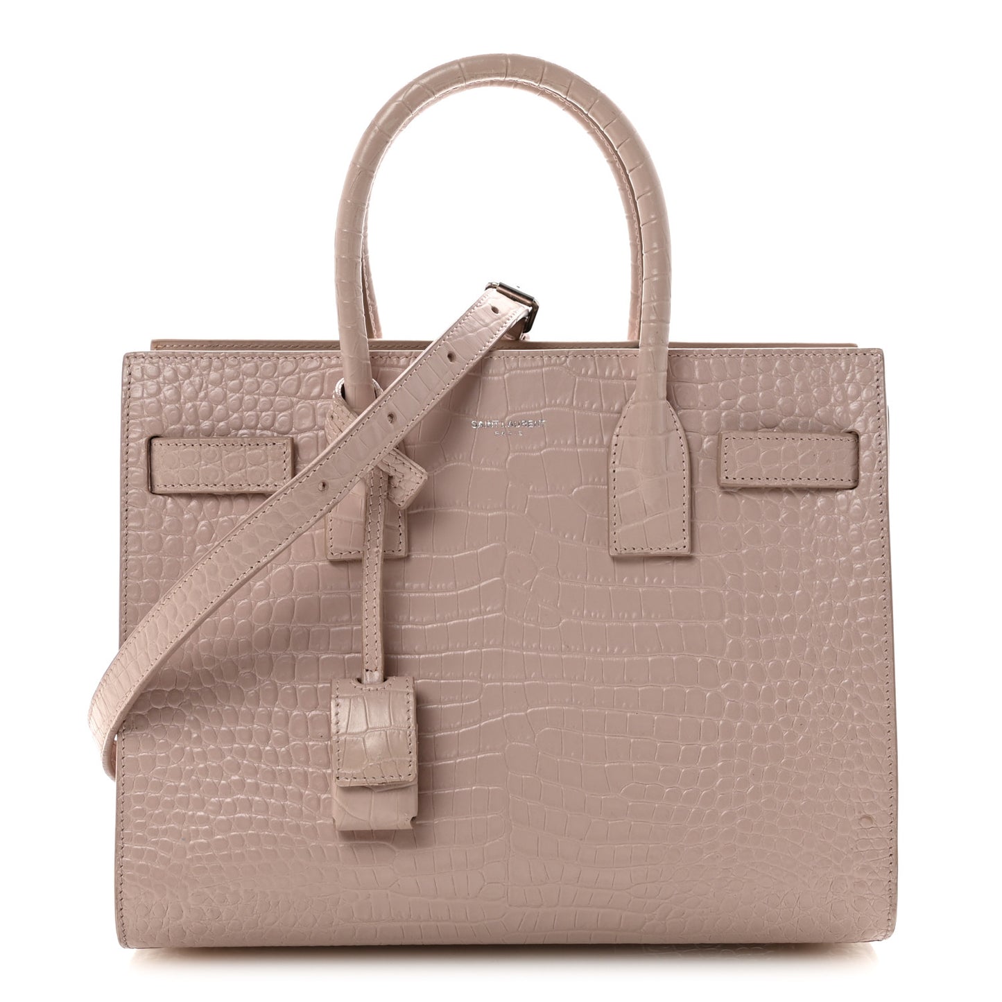 Calfskin Crocodile Embossed Baby Sac De Jour Rose Antic