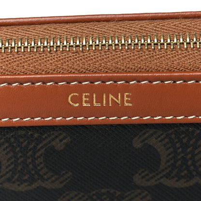 Celine Triomphe Canvas Calfskin Small Cosmetic Pouch Tan 6 of 11