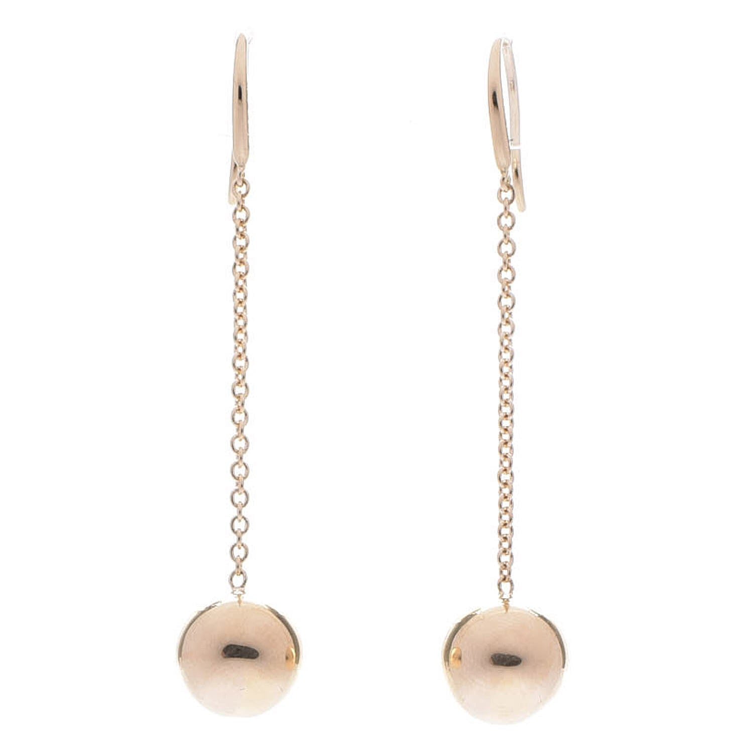 Tiffany 18K Yellow Gold 10mm HardWear Ball Hook Drop Earrings 1 of 5