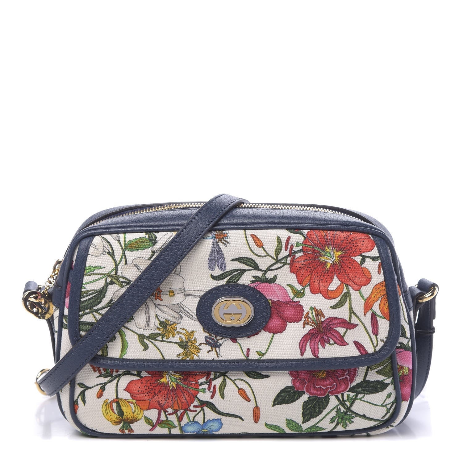 Gucci Canvas Flora Floral Shoulder Bag White Blue Agata Mulitcolor 1 of 10