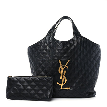 Saint Laurent Lambskin Quilted Maxi Icare Shopping Tote Black 1 of 7