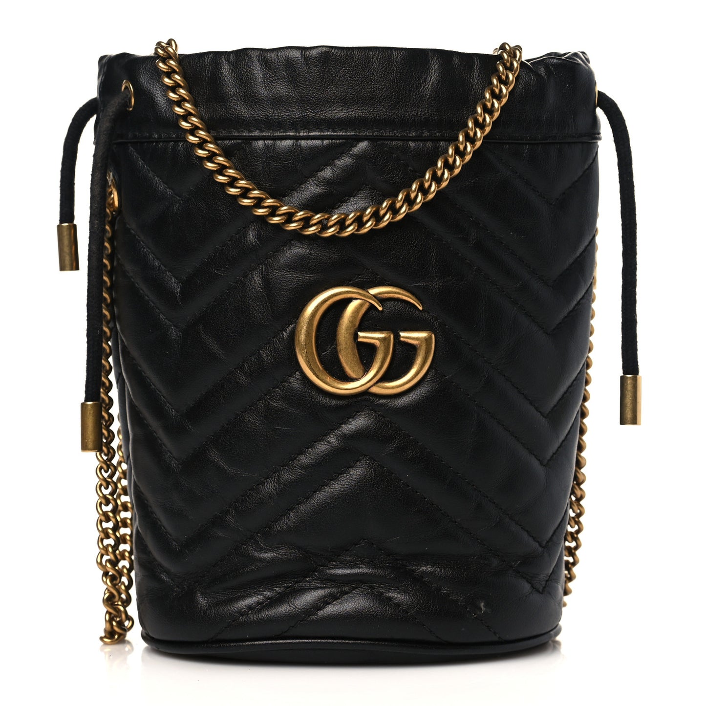 Calfskin Matelasse Mini GG Marmont 2.0 Bucket Bag Black