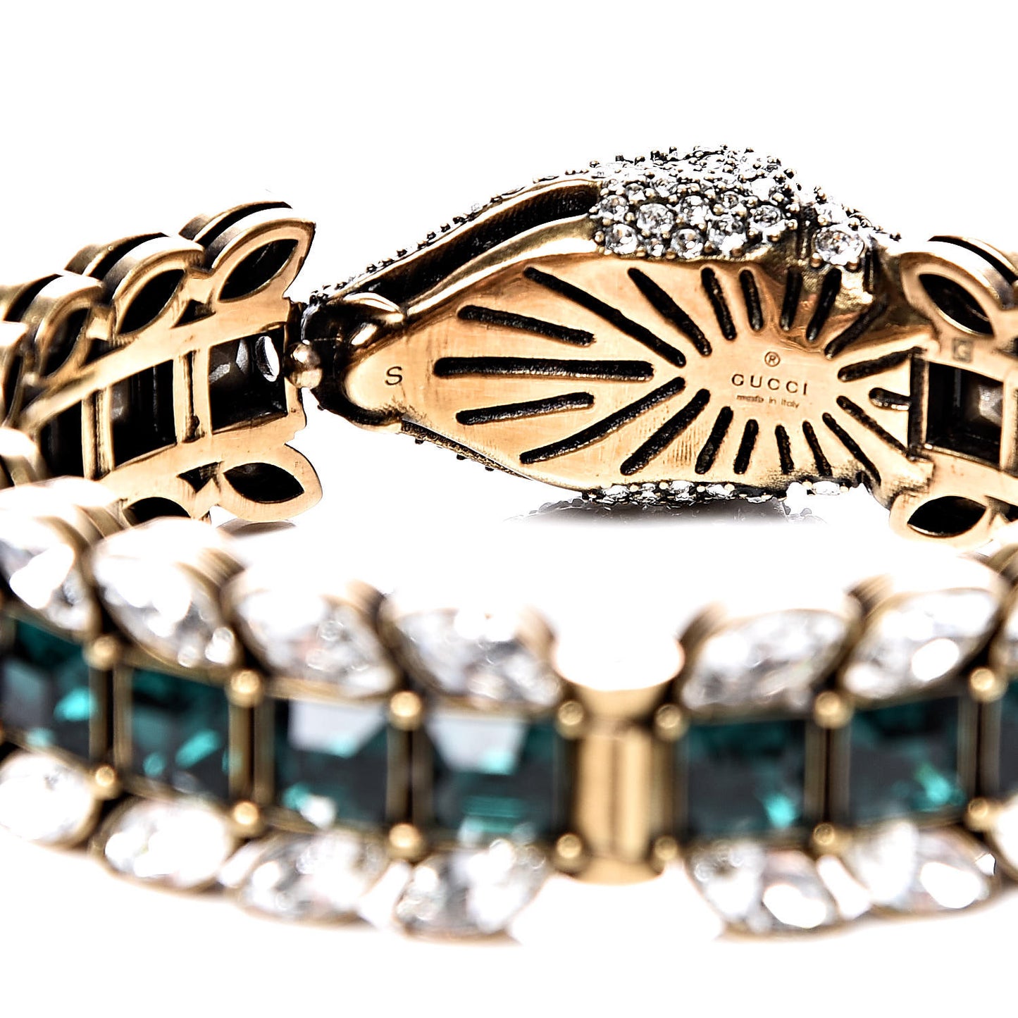 Crystals Snake Bracelet S White Green