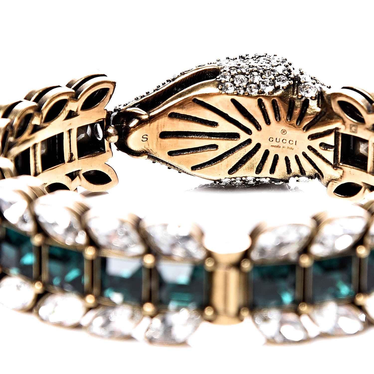 Gucci Crystals Snake Bracelet S White Green 4 of 5