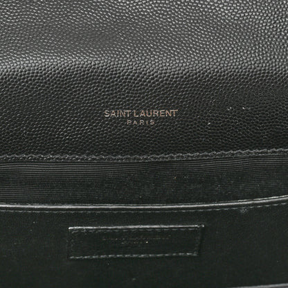 Saint Laurent Grain De Poudre Textured Mixed Matelasse Triquilt Medium Monogram Satchel Black 6 of 11