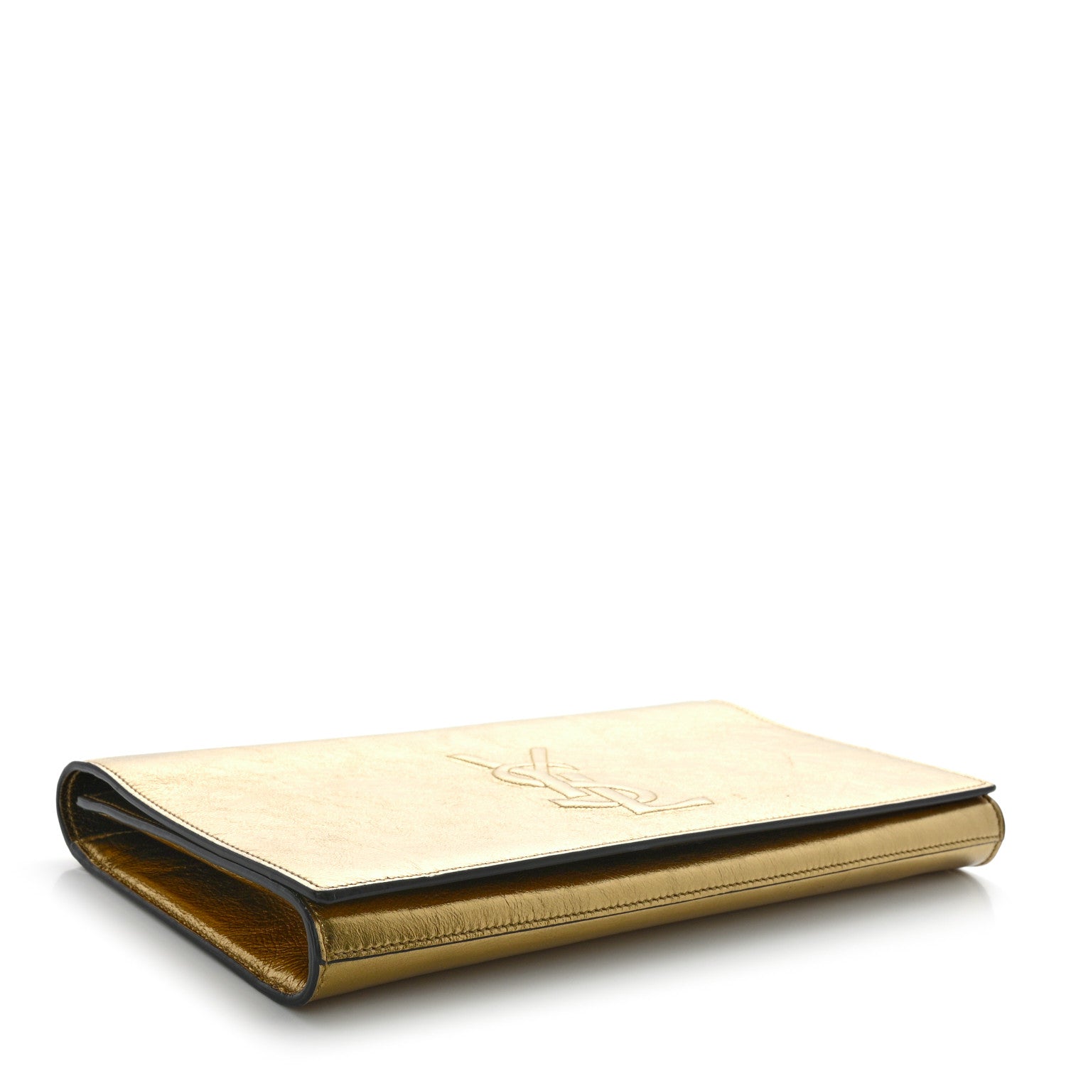Saint Laurent Metallic Calfskin Monogram Large Belle De Jour Clutch Gold 4 of 8
