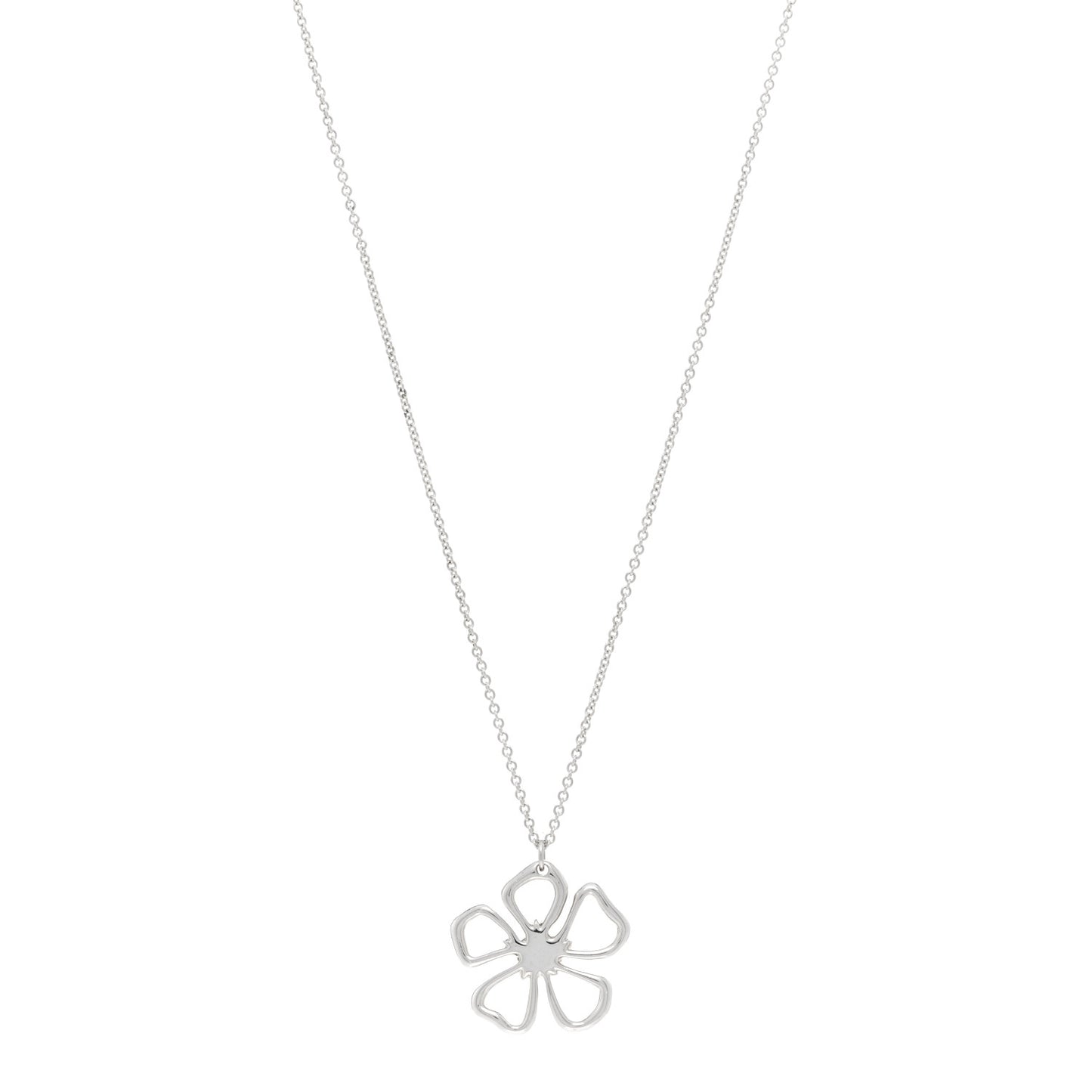 Sterling Silver Open Flower Pendant Necklace