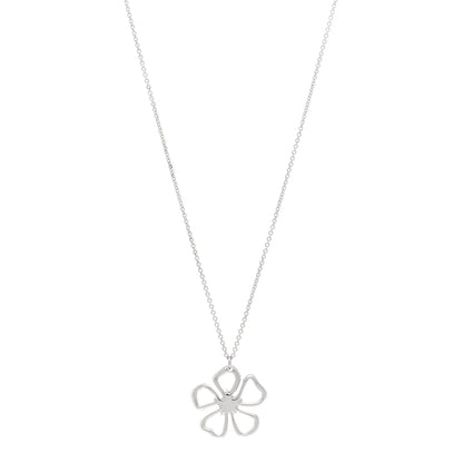 Tiffany Sterling Silver Open Flower Pendant Necklace 1 of 4