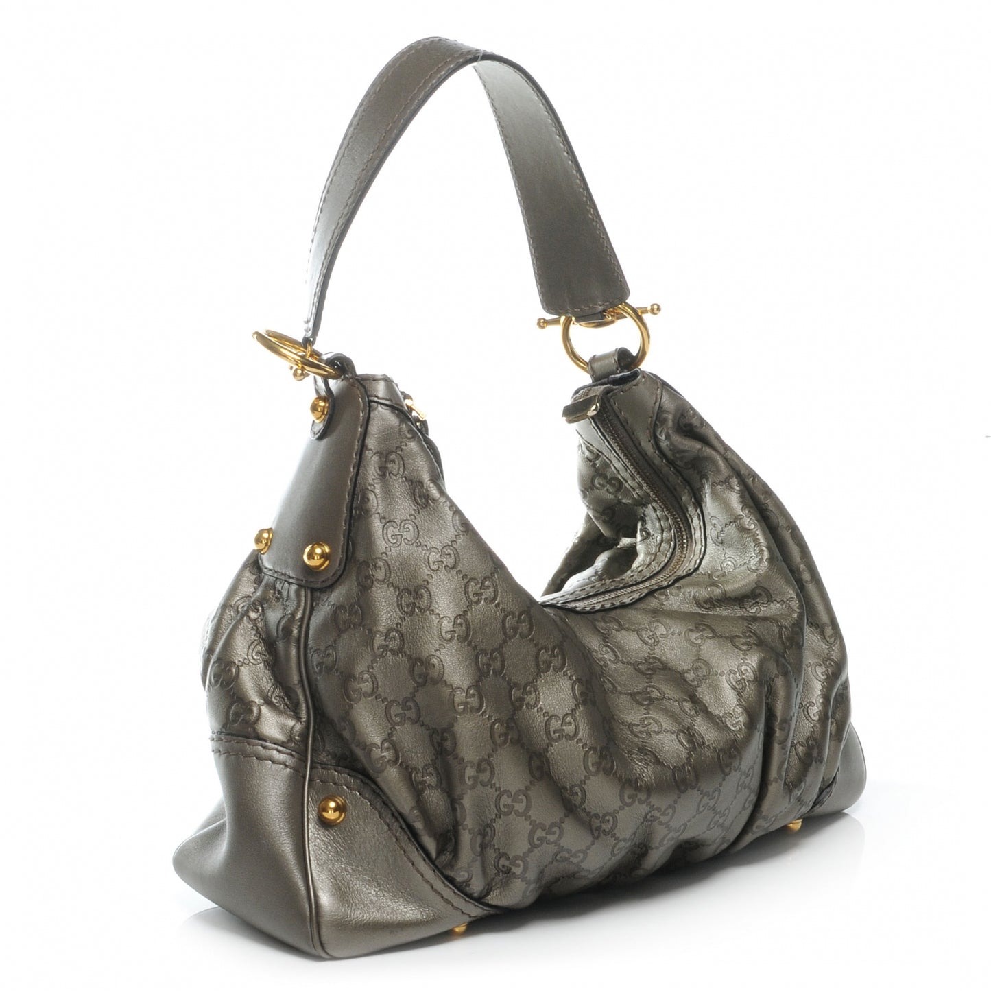Guccissima Medium Jockey Hobo Pewter